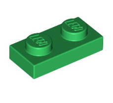Plate 1x2, Part# 3023 Part LEGO® Green  