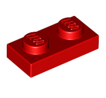 Plate 1x2, Part# 3023 Part LEGO® Red  