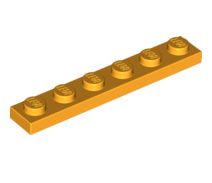 Plate 1x6, Part# 3666 Part LEGO® Bright Light Orange  