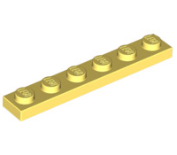 Plate 1x6, Part# 3666 Part LEGO® Bright Light Yellow  