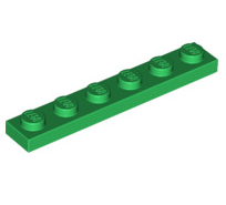 Plate 1x6, Part# 3666 Part LEGO® Green  