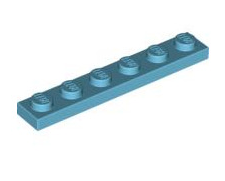 Plate 1x6, Part# 3666 Part LEGO® Medium Azure  