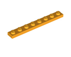 Plate 1x8, Part# 3460 Part LEGO® Bright Light Orange  