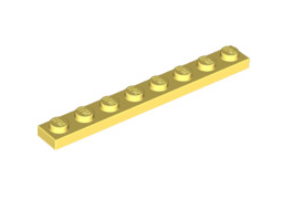 Plate 1x8, Part# 3460 Part LEGO® Bright Light Yellow  