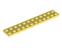 Plate 2x12, Part# 2445 Part LEGO® Bright Light Yellow  