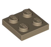 Plate 2x2, Part# 3022 Part LEGO® Dark Tan