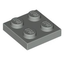 Plate 2x2, Part# 3022 Part LEGO® Light Gray
