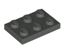 Plate 2x3, Part# 3021 Part LEGO® Dark Gray  