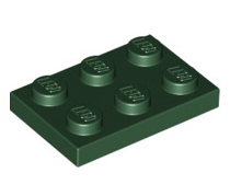 Plate 2x3, Part# 3021 Part LEGO® Dark Green  