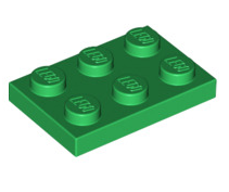 Plate 2x3, Part# 3021 Part LEGO® Green  