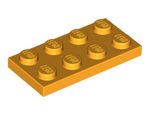 Plate 2x4, Part# 3020 Part LEGO® Bright Light Orange  