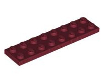 Plate 2x8, Part# 3034 Part LEGO® Dark Red  