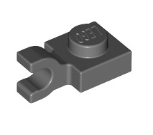 Plate, Modified 1x1 with U Clip (Horizontal Grip), Part# 6019 Part LEGO® Dark Bluish Gray  