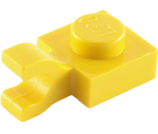 Plate, Modified 1x1 with U Clip (Horizontal Grip), Part# 6019 Part LEGO® Yellow  