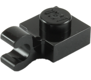 Plate, Modified 1x1 with Open O Clip (Horizontal Grip), Part# 61252 Part LEGO® Black  