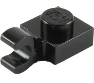 Plate, Modified 1x1 with Open O Clip (Horizontal Grip), Part# 61252 Part LEGO® Black
