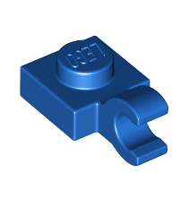 Plate, Modified 1x1 with Open O Clip (Horizontal Grip), Part# 61252 Part LEGO® Blue  