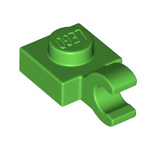 Plate, Modified 1x1 with Open O Clip (Horizontal Grip), Part# 61252 Part LEGO® Bright Green  