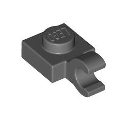 Plate, Modified 1x1 with Open O Clip (Horizontal Grip), Part# 61252 Part LEGO® Dark Bluish Gray  