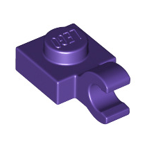 Plate, Modified 1x1 with Open O Clip (Horizontal Grip), Part# 61252 Part LEGO® Dark Purple  