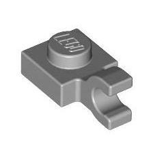 Plate, Modified 1x1 with Open O Clip (Horizontal Grip), Part# 61252 Part LEGO® Light Bluish Gray  