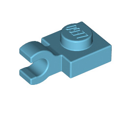 Plate, Modified 1x1 with Open O Clip (Horizontal Grip), Part# 61252 Part LEGO® Medium Azure  