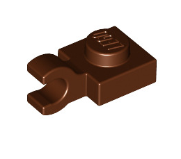 Plate, Modified 1x1 with Open O Clip (Horizontal Grip), Part# 61252 Part LEGO® Reddish Brown  