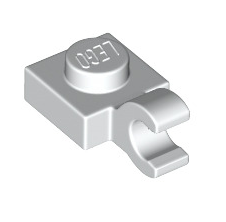 Plate, Modified 1x1 with Open O Clip (Horizontal Grip), Part# 61252 Part LEGO® White  