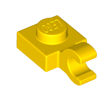 Plate, Modified 1x1 with Open O Clip (Horizontal Grip), Part# 61252 Part LEGO® Yellow  