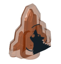 Rock 1x2 Crystal Stepped (Monster Fighters Moonstone), Part# 10178 Part LEGO® Trans-Neon Orange w/ Black Wolf Pattern