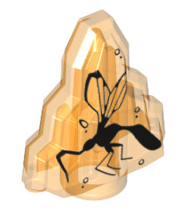 Rock 1x2 Crystal Stepped (Monster Fighters Moonstone), Part# 10178 Part LEGO® Trans-Orange with Black Mosquito Pattern