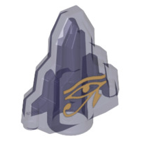 Rock 1x2 Crystal Stepped (Monster Fighters Moonstone), Part# 10178 Part LEGO® Trans-Purple w/ Gold Egyptian Eye of Horus Pattern