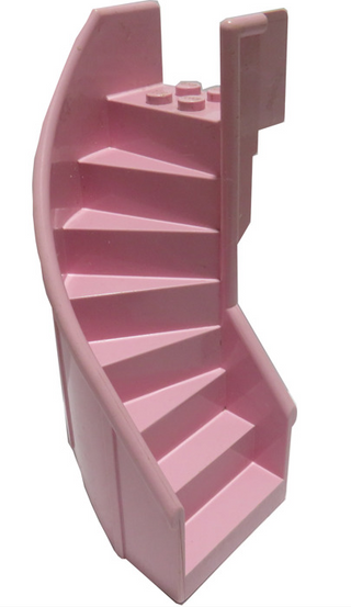 Stairs 6x6x9 1/3 Curved Enclosed, Part# 2046 Part LEGO® Pink Very Good