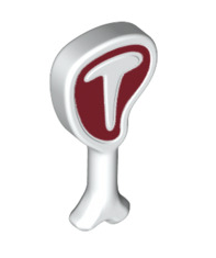 Food and Drink, Steak on Bone with Dark Red Meat on White T-Bone Pattern, Part# 98732pb02 Part LEGO®