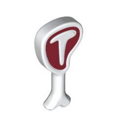 Food and Drink, Steak on Bone with Red Meat on White T-Bone Pattern, Part# 98732pb01 Part LEGO®