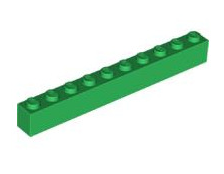 Brick 1x10, Part# 6111 Part LEGO® Green  