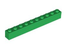 Brick 1x10, Part# 6111 Part LEGO® Green