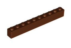 Brick 1x10, Part# 6111 Part LEGO® Reddish Brown