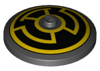 Dish 4x4 Inverted with Yellow Lantern Sinestro Logo Pattern, Part# 3960pb030 Part LEGO® Black