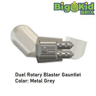 MANDALORIAN DUEL ROTARY BLASTER Gauntlet Custom for Lego Minifigure Custom, Accessory BigKidBrix Silver