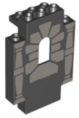 Panel 2x5x6 Wall with Window, Part #4444 Part LEGO® Black with Window Stone and Column Pattern Very Good