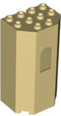 Panel 3x4x6 Turret Wall with Window, Part #30246 Part LEGO® Tan  