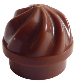 Ice Cream Topper Plate Round 1x1 with Vertical Swirl, Part# 15470 Part LEGO® Reddish Brown