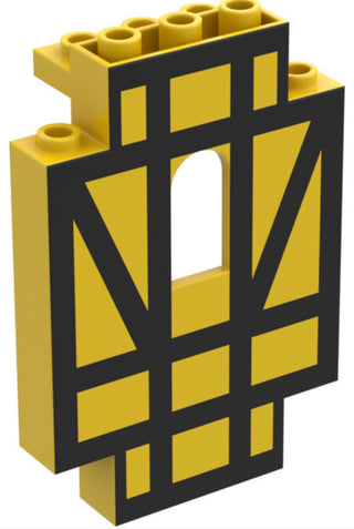 Panel 2x5x6 Wall with Window, Part #4444 Part LEGO® Yellow with Stripe Pattern Very Good