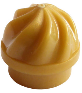 Ice Cream Topper Plate Round 1x1 with Vertical Swirl, Part# 15470 Part LEGO® Pearl Gold