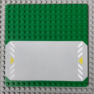 16x16 Road Baseplate Light Gray Driveway with Yellow Triangles Pattern (30225p01) Part LEGO® Green