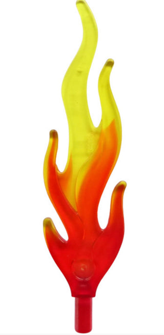 Flame Wave Rounded Straight Large with Bar End, Part# 85959  LEGO® Marbled Trans-Yellow/Red  