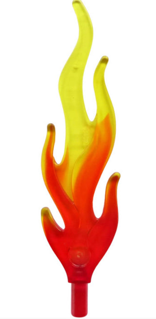 Flame Wave Rounded Straight Large with Bar End, Part# 85959pb01 Part LEGO® Marbled Trans-Yellow/Red