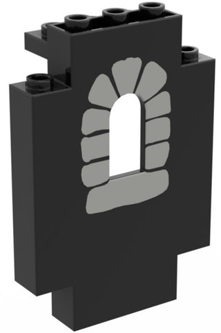 Panel 2x5x6 Wall with Window, Part #4444 Part LEGO® Black with Window Stone Pattern Very Good