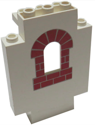 Panel 2x5x6 Wall with Window, Part #4444 Part LEGO® White with Red Bricks Window Pattern Very Good
